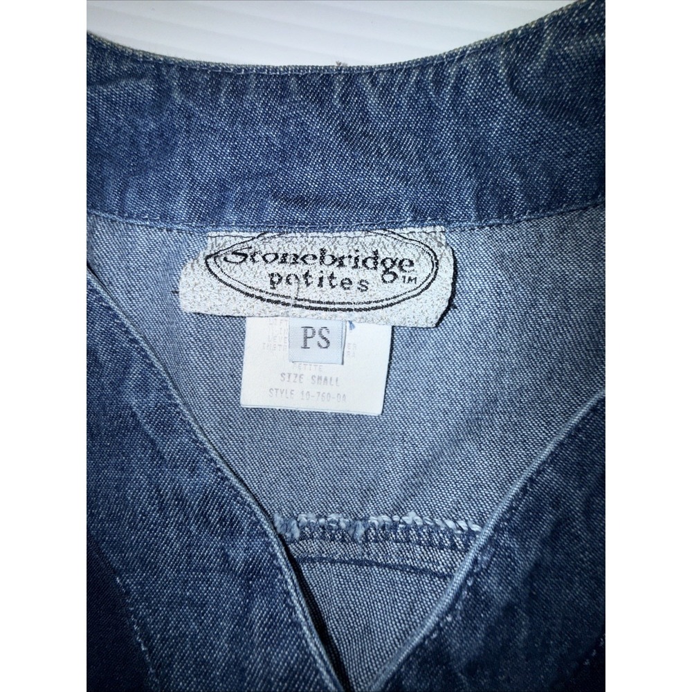 Vintage 1990s Stonebridge blue & red cropped patchwork denim vest Skirt Set PS - Picture 3 of 10